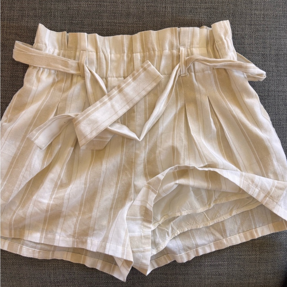 Francesca's Collections High Waist Cream Shorts